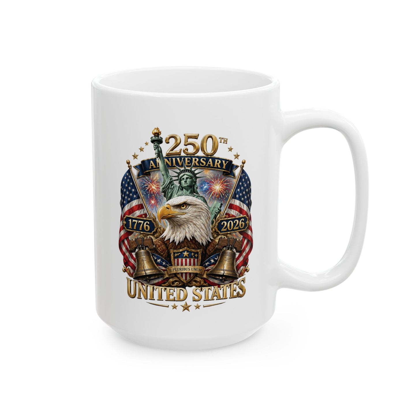 America 250: United States Eagle and Liberty Ceramic Mug, (11oz, 15oz)