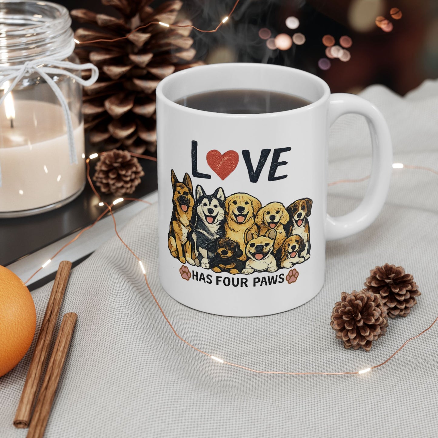 Love Has Four Paws Ceramic Mug, (11oz, 15oz)