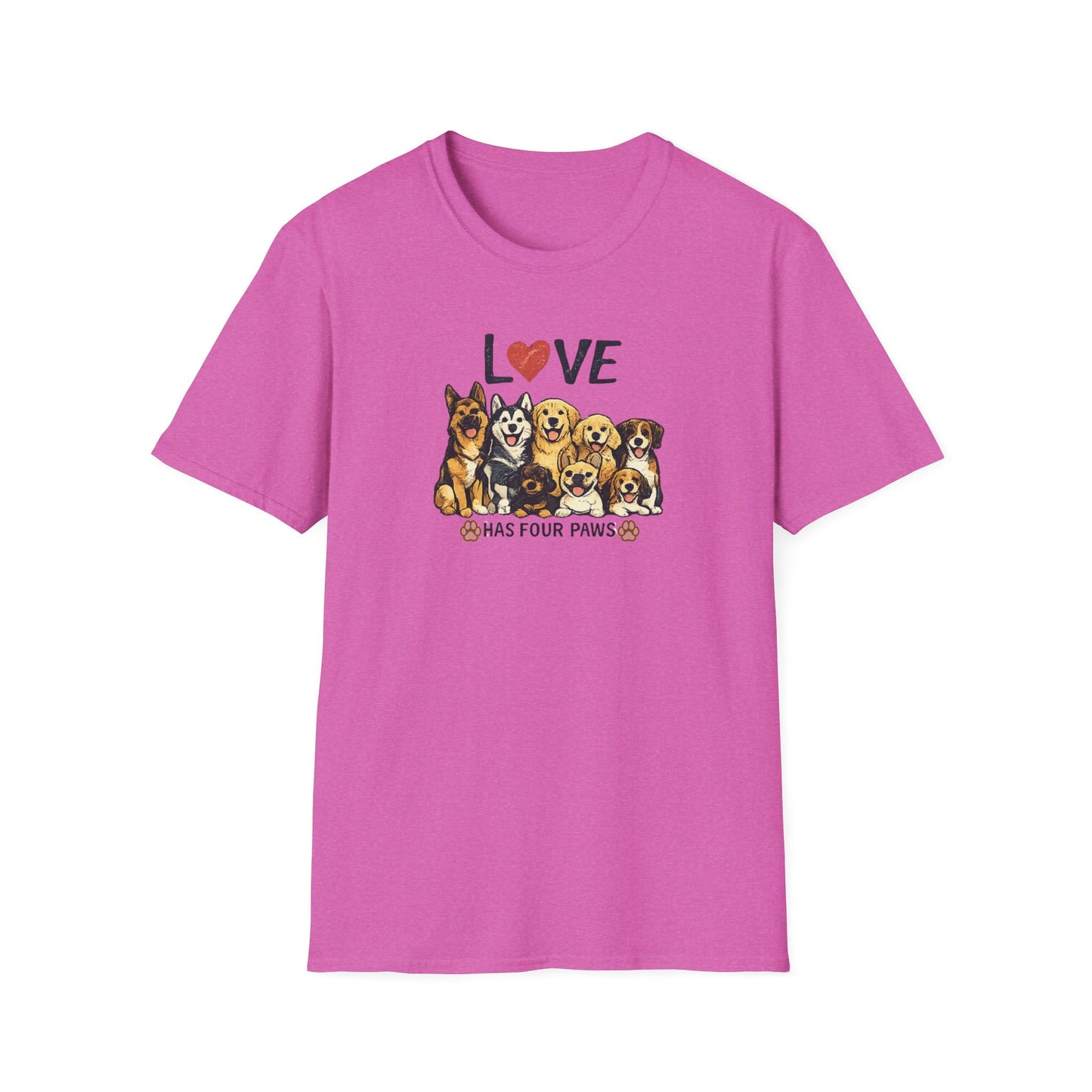 Love Has Four Paws Unisex Softstyle T-Shirt