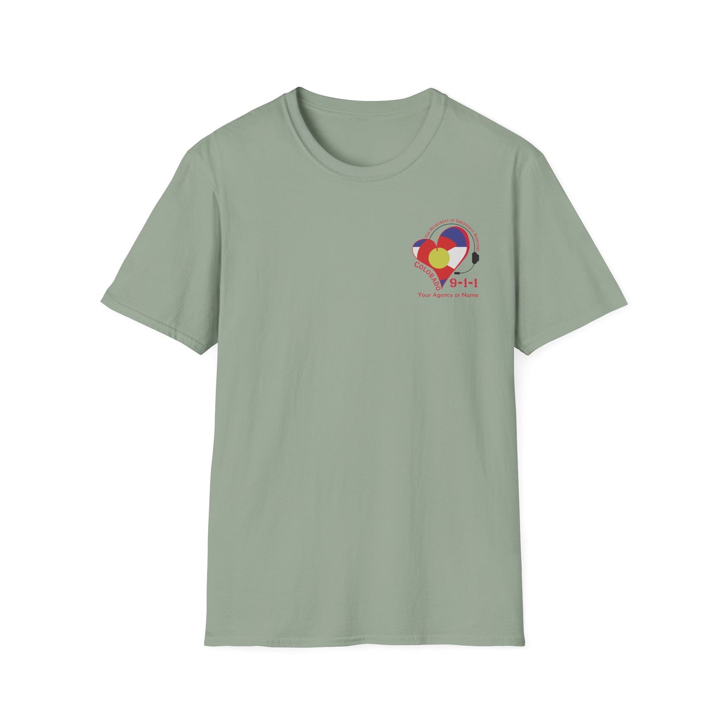 Colorado 911 Heartbeat (Pocket Personalized) Unisex Softstyle T-Shirt