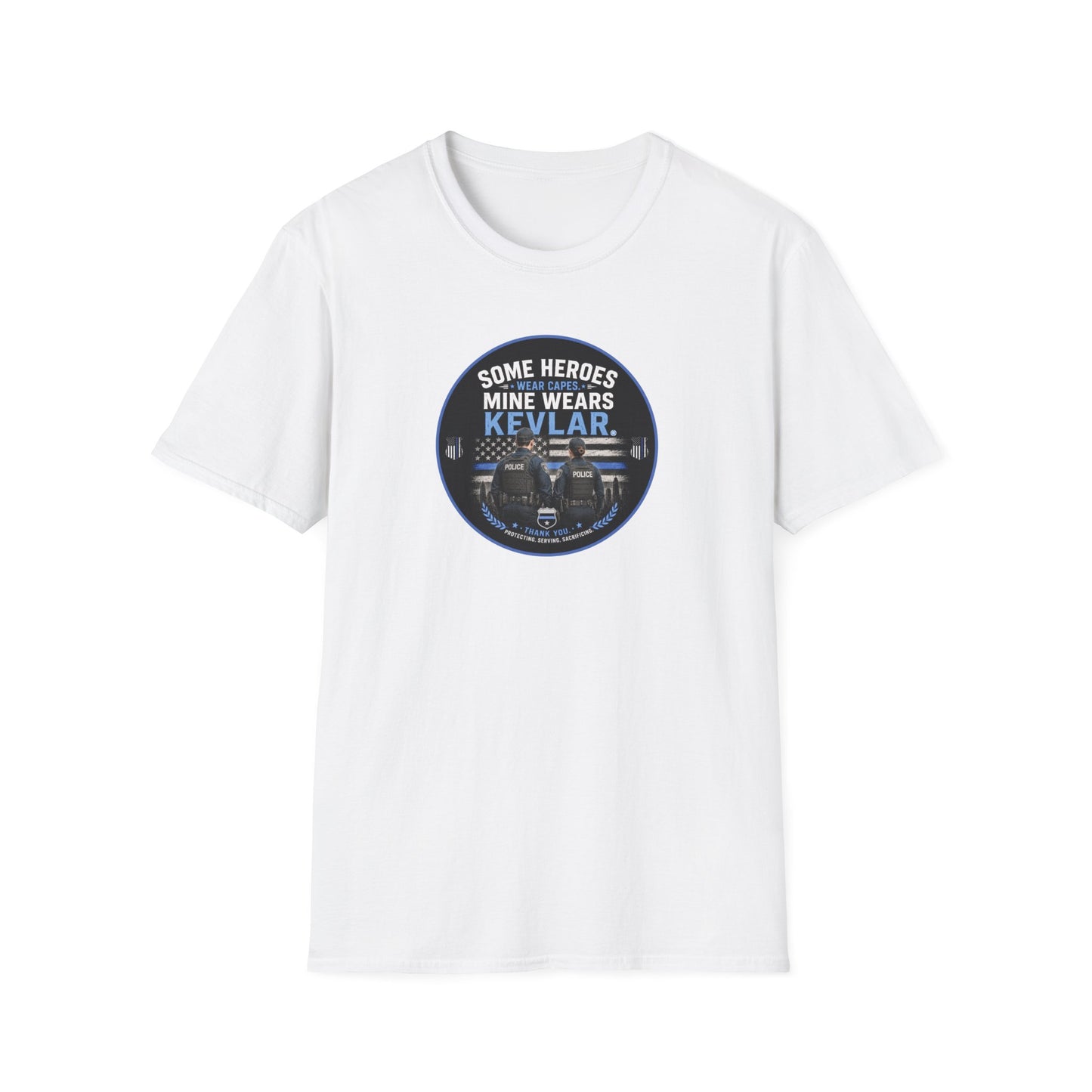 Police: My Hero Wears Kevlar Unisex Softstyle T-Shirt