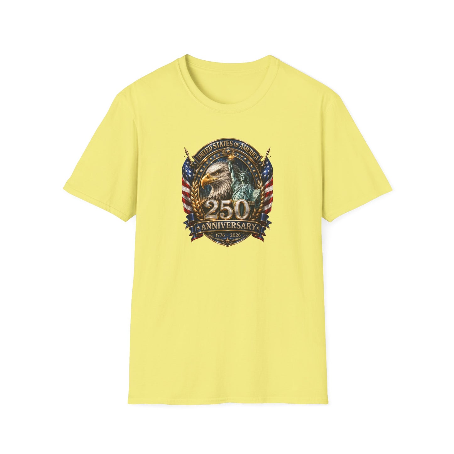 America 250: Eagle and Liberty Oval Shield Unisex Softstyle T-Shirt