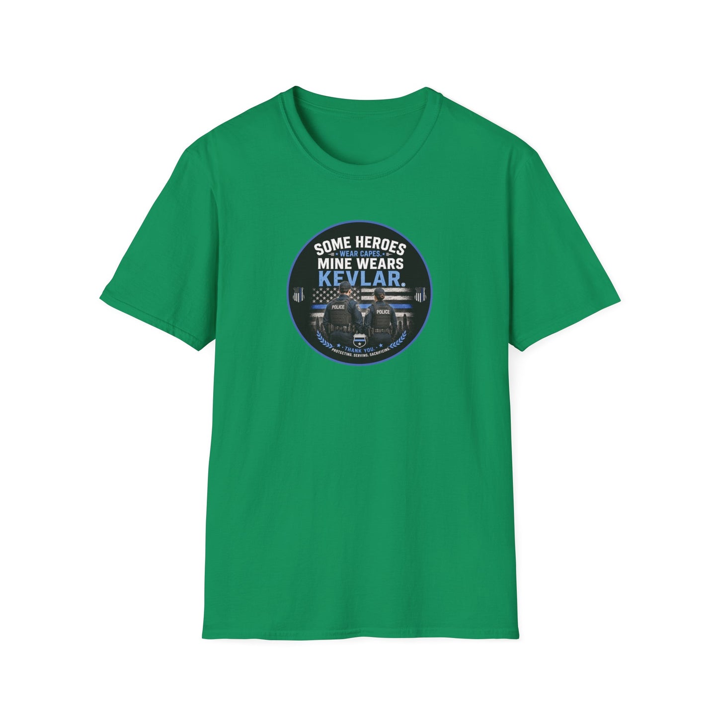Police: My Hero Wears Kevlar Unisex Softstyle T-Shirt