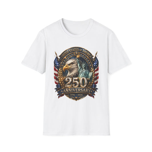 America 250: Eagle and Liberty Oval Shield Unisex Softstyle T-Shirt