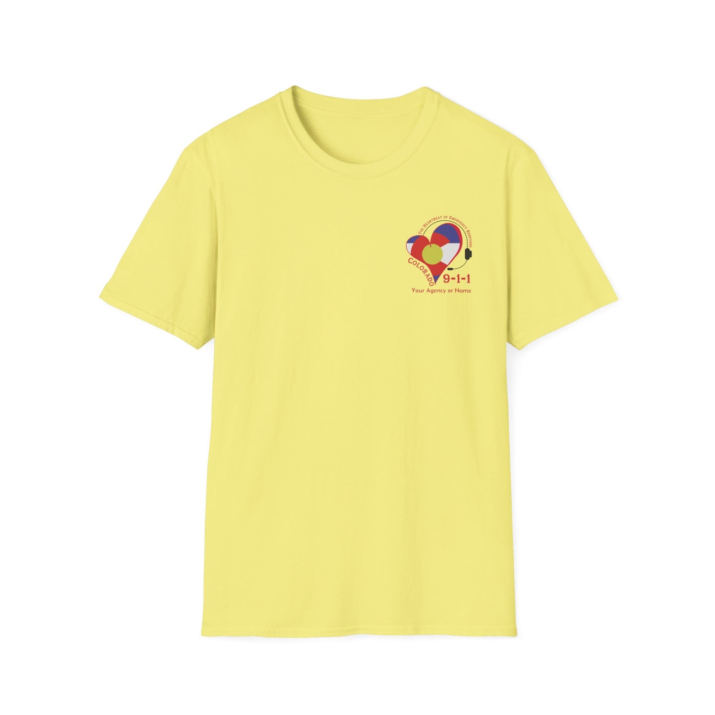 Colorado 911 Heartbeat (Pocket Personalized) Unisex Softstyle T-Shirt