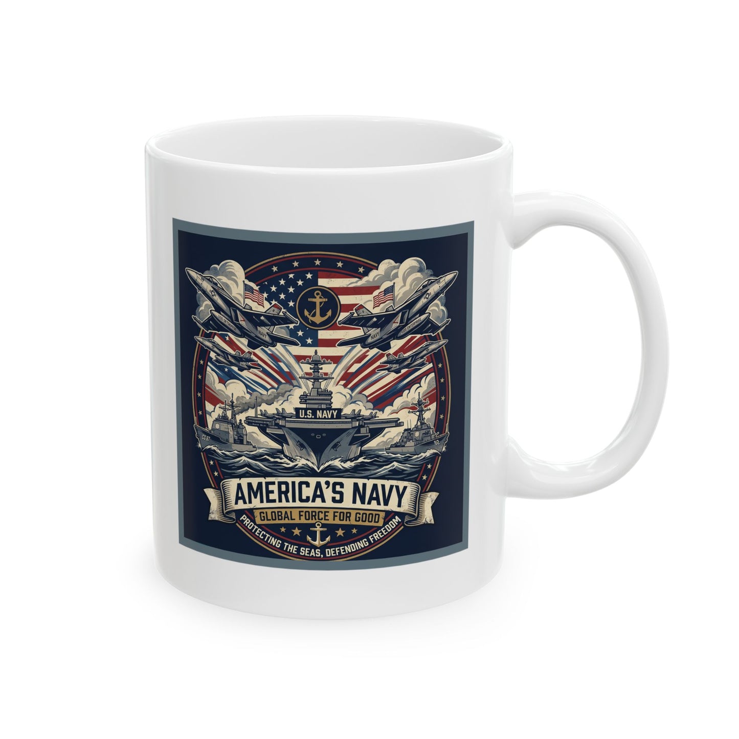 U.S. Navy Defending Freedom Ceramic Mug (11oz, 15oz)