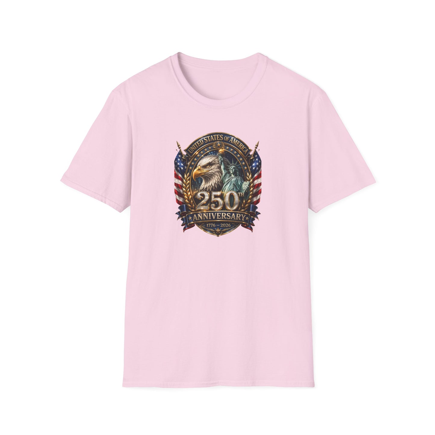 America 250: Eagle and Liberty Oval Shield Unisex Softstyle T-Shirt
