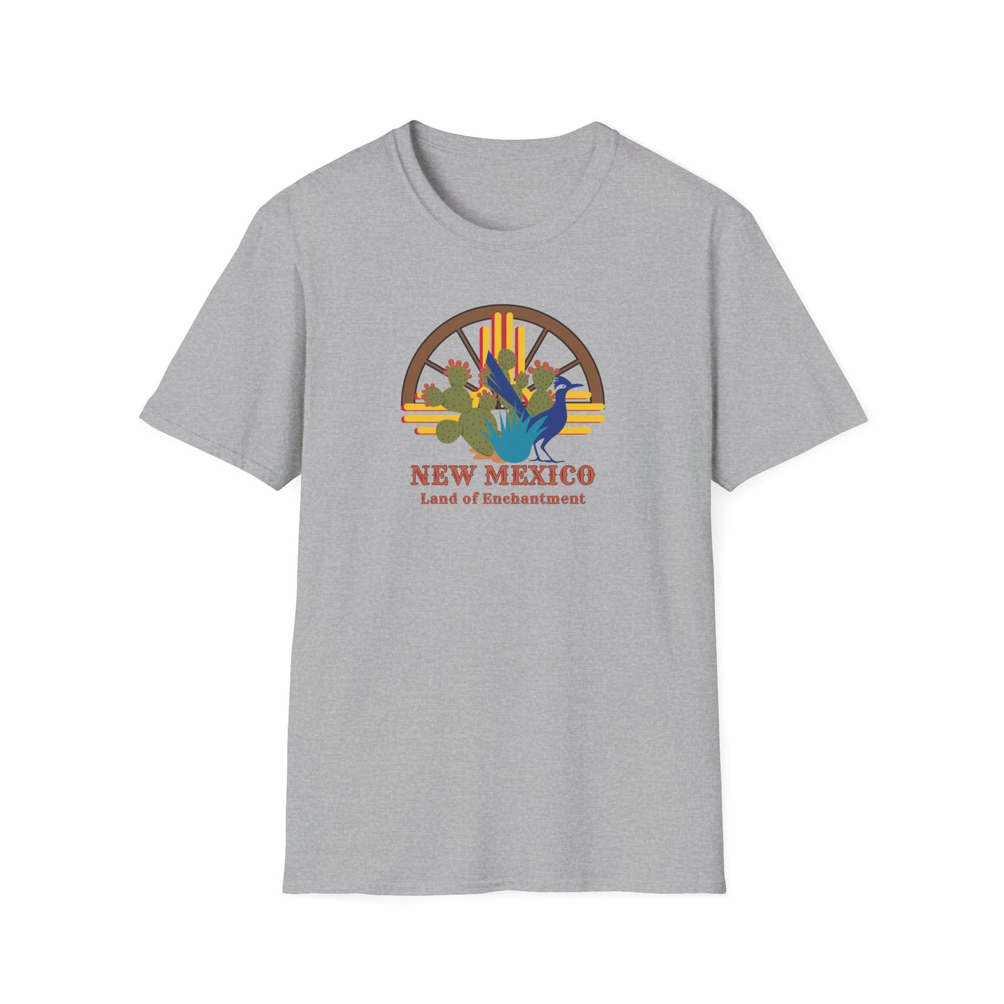 Land of Enchantment - Roadrunner & Cactus Unisex Softstyle T-Shirt