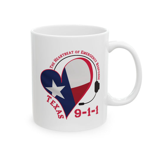 Texas 911 Heartbeat Ceramic Mug (11oz, 15oz)