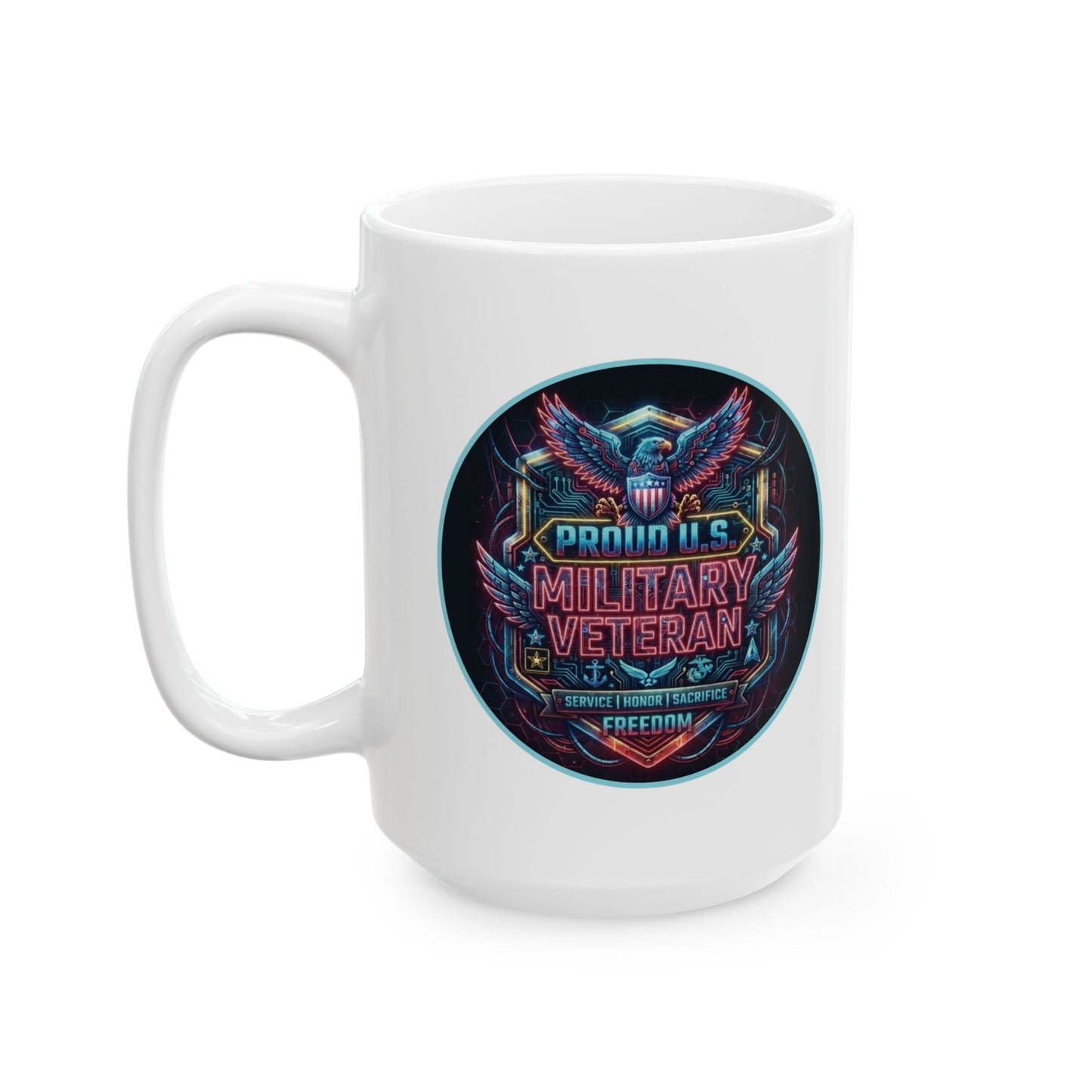 Cyberpunk-style U.S. Military Veteran Ceramic Mug (11oz, 15oz)
