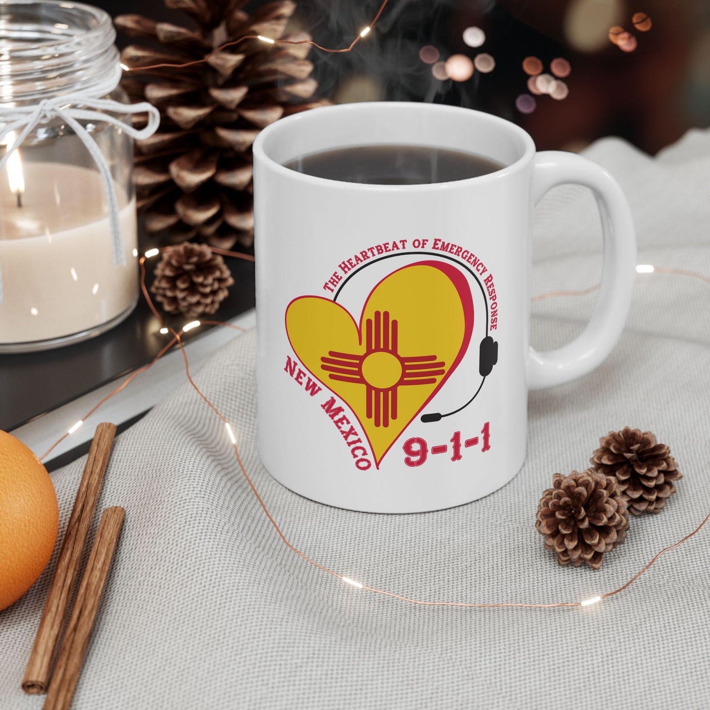 New Mexico 911 Heartbeat Ceramic Mug (11oz, 15oz)
