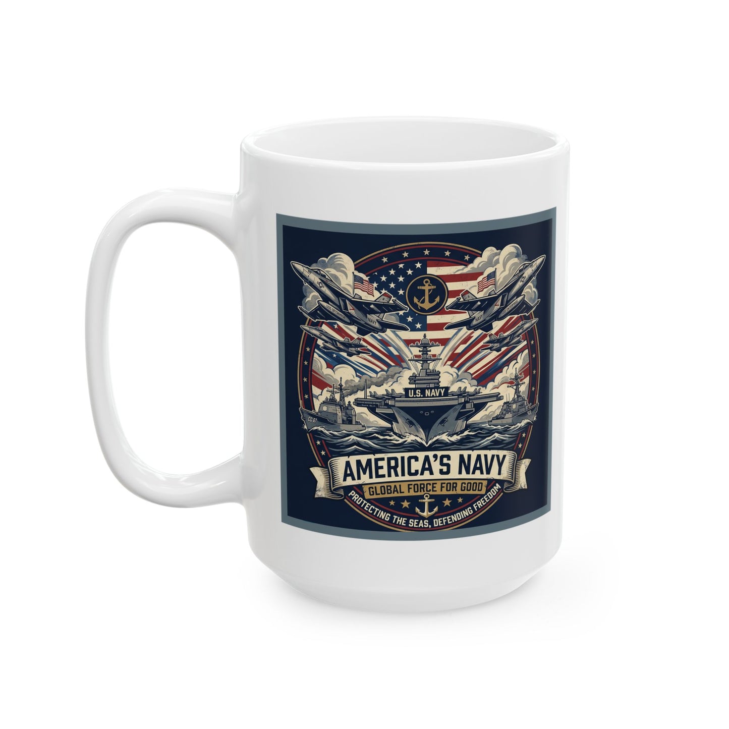 U.S. Navy Defending Freedom Ceramic Mug (11oz, 15oz)