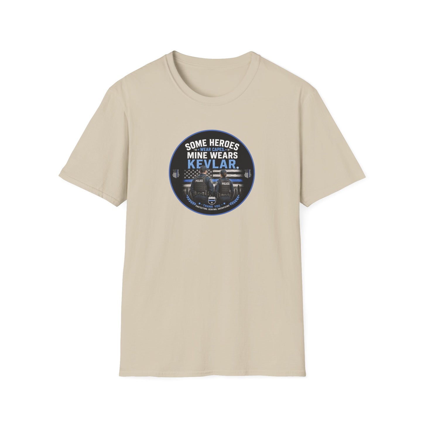 Police: My Hero Wears Kevlar Unisex Softstyle T-Shirt