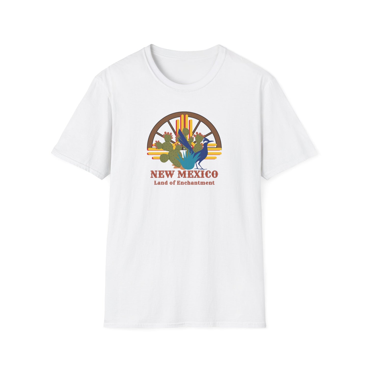 Land of Enchantment - Roadrunner & Cactus Unisex Softstyle T-Shirt