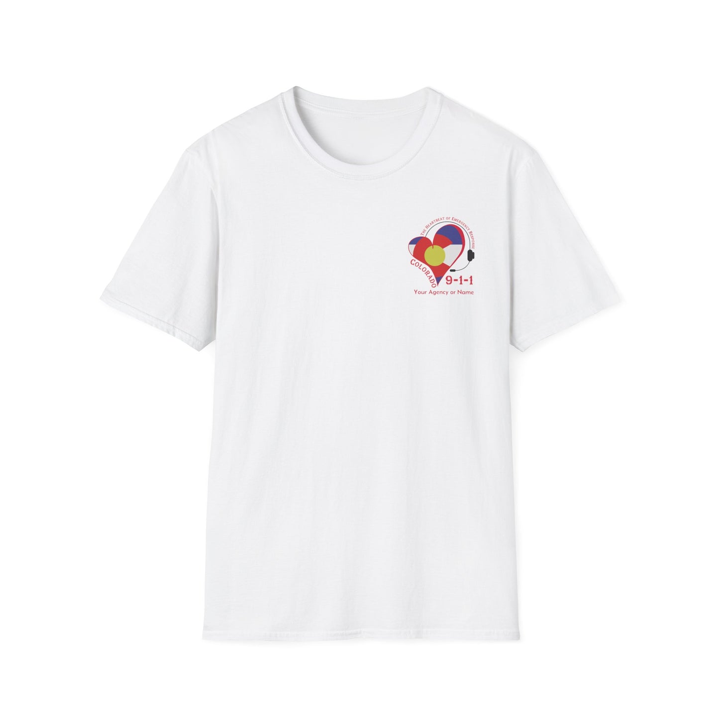 Colorado 911 Heartbeat (Pocket Personalized) Unisex Softstyle T-Shirt