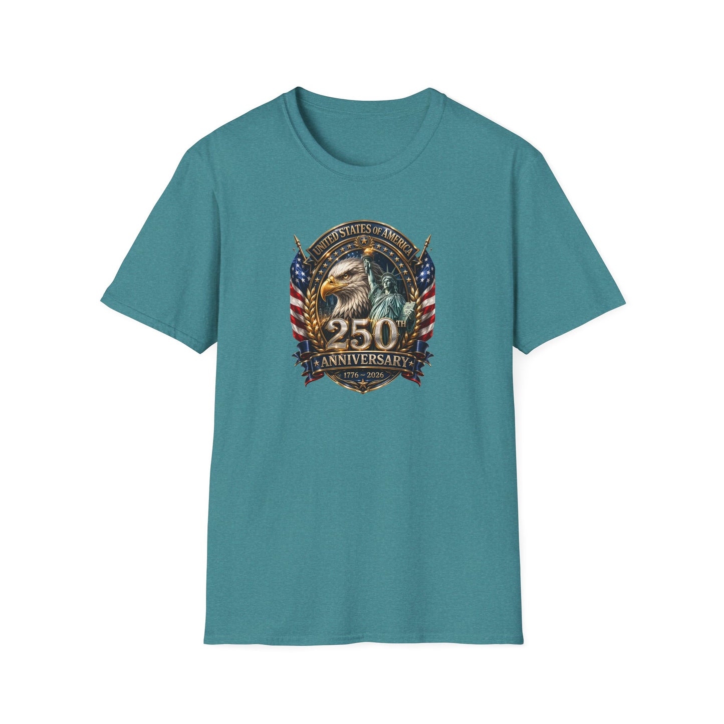 America 250: Eagle and Liberty Oval Shield Unisex Softstyle T-Shirt