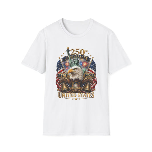 America 250: United States Eagle and Liberty Unisex Softstyle T-Shirt
