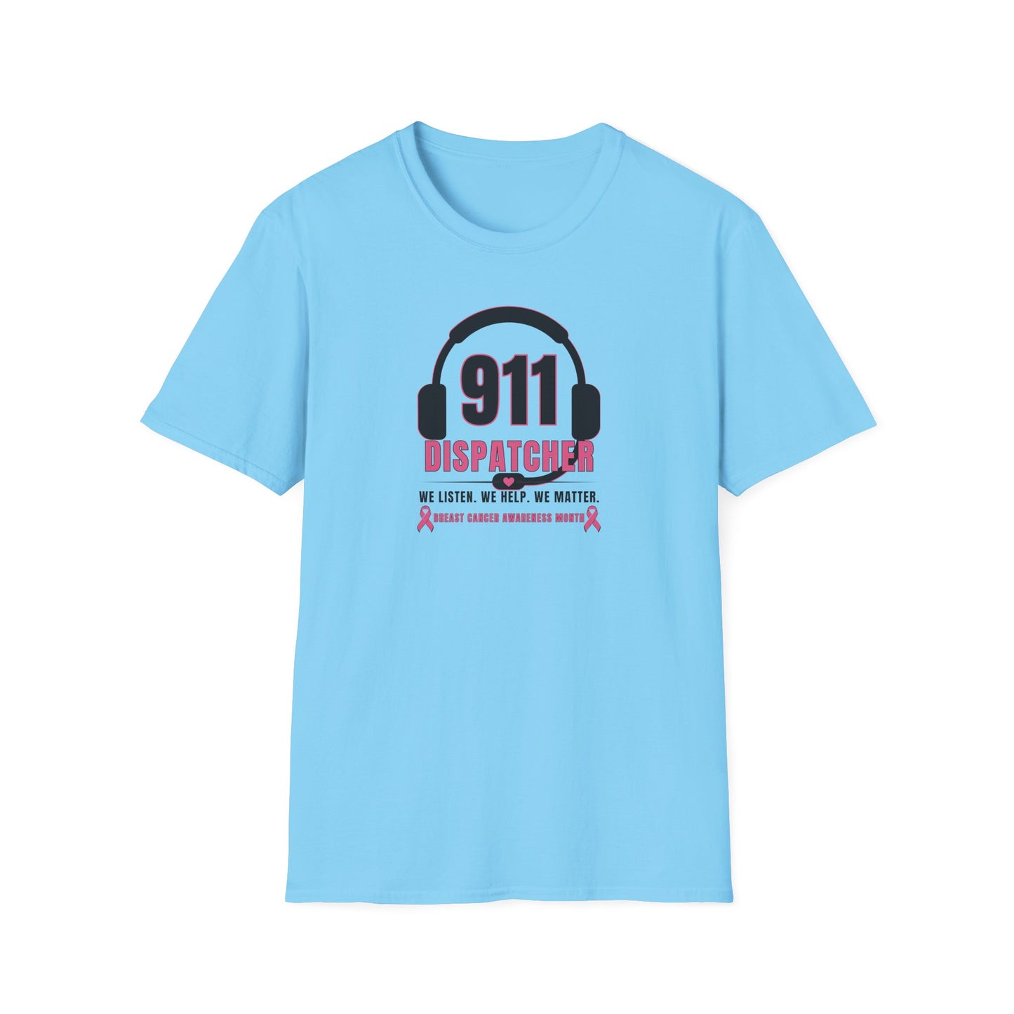Breast Cancer Awareness: 911 Headset Unisex Softstyle T-Shirt