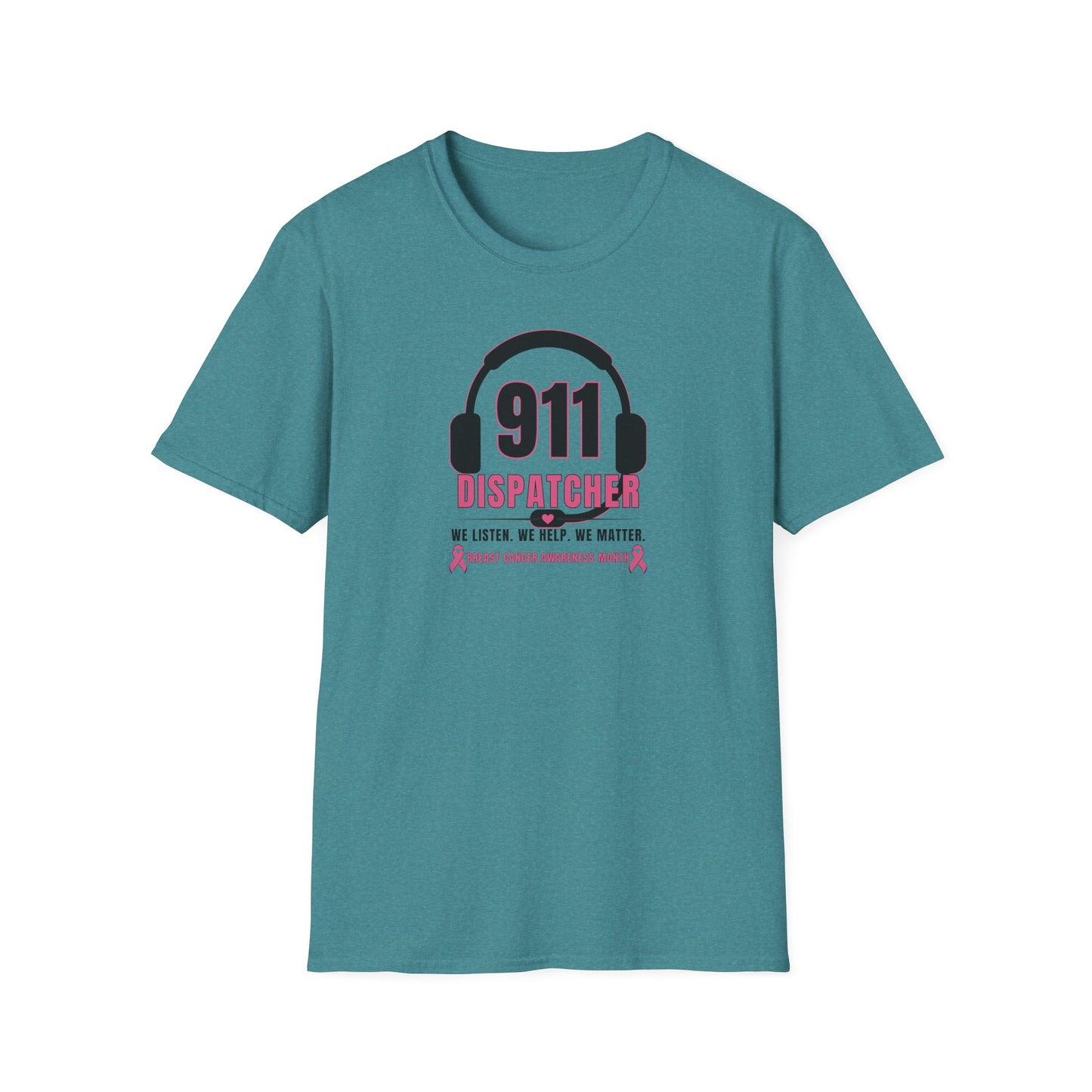 Breast Cancer Awareness: 911 Headset Unisex Softstyle T-Shirt