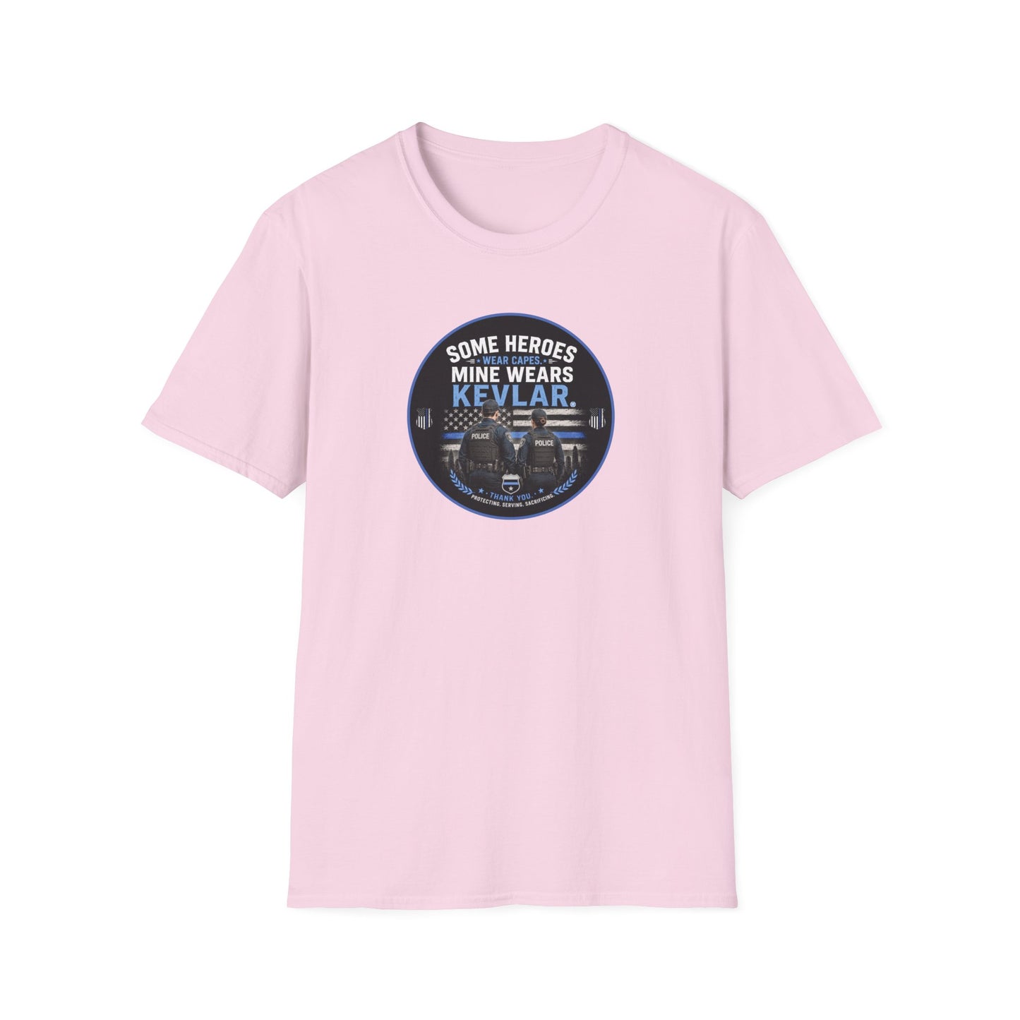 Police: My Hero Wears Kevlar Unisex Softstyle T-Shirt