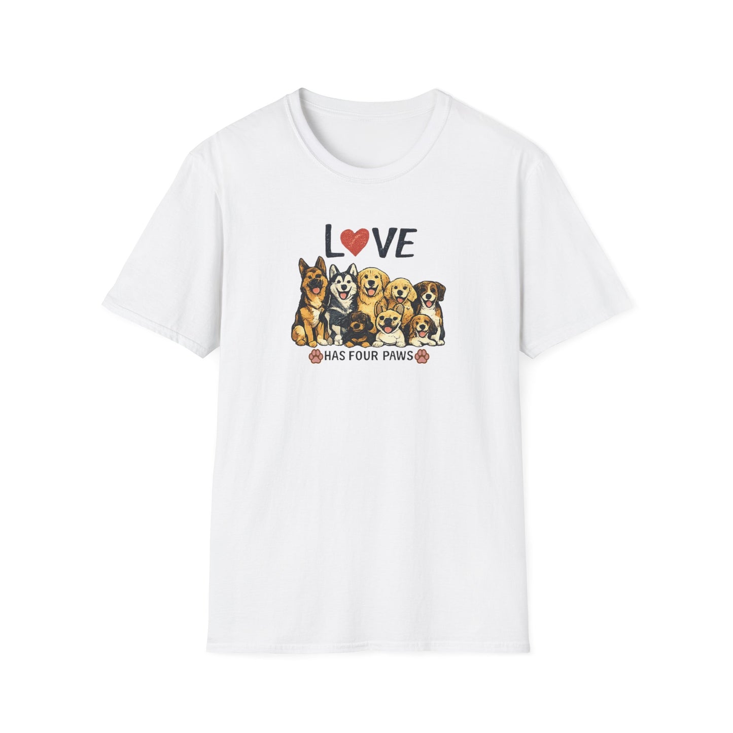Love Has Four Paws Unisex Softstyle T-Shirt