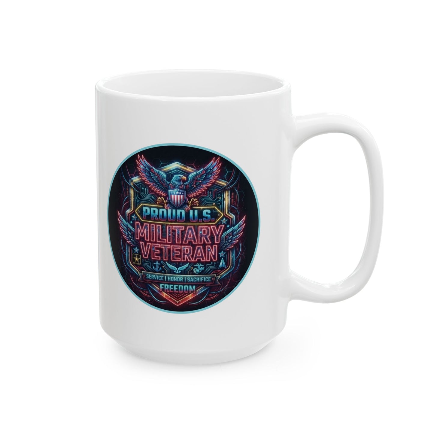 Cyberpunk-style U.S. Military Veteran Ceramic Mug (11oz, 15oz)