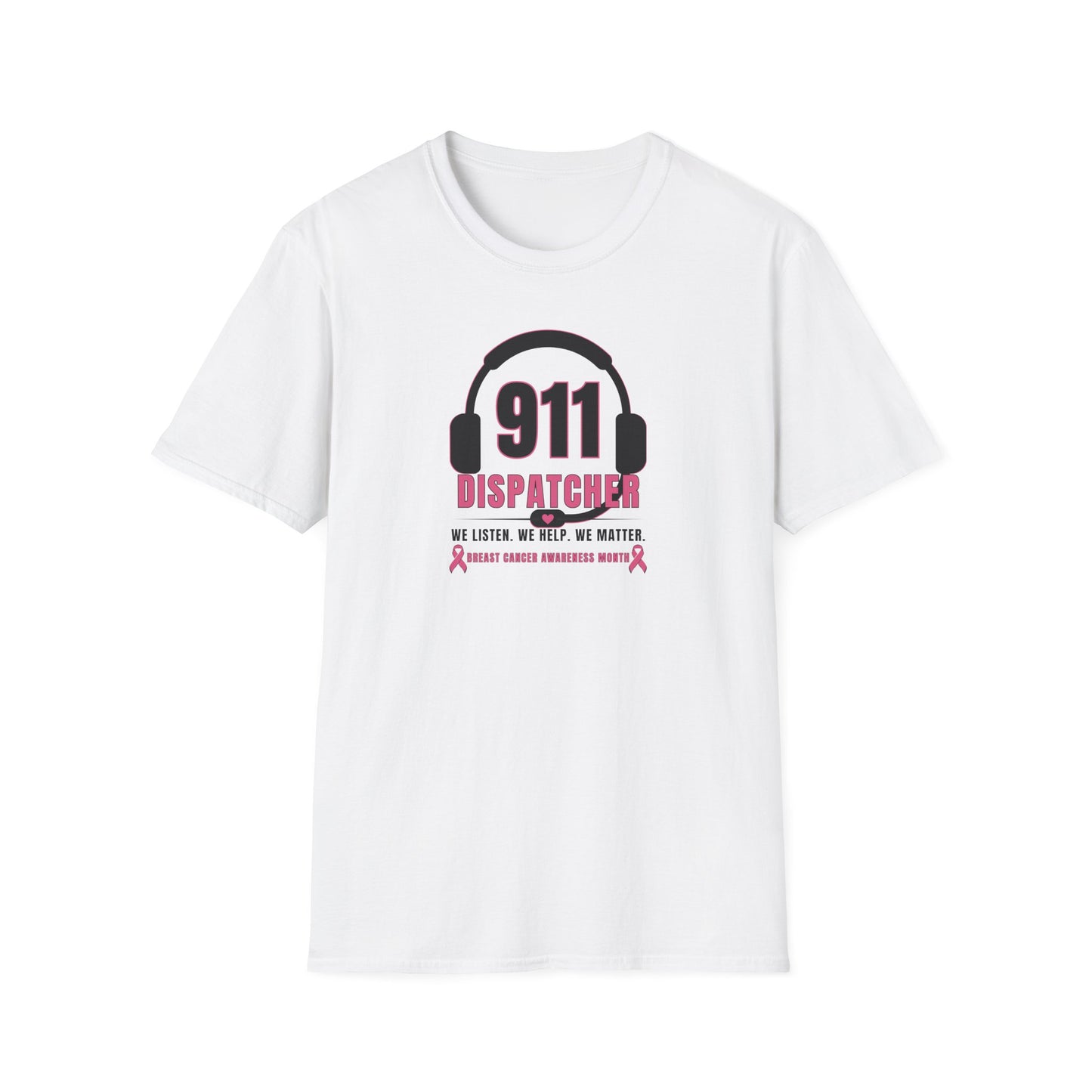 Breast Cancer Awareness: 911 Headset Unisex Softstyle T-Shirt
