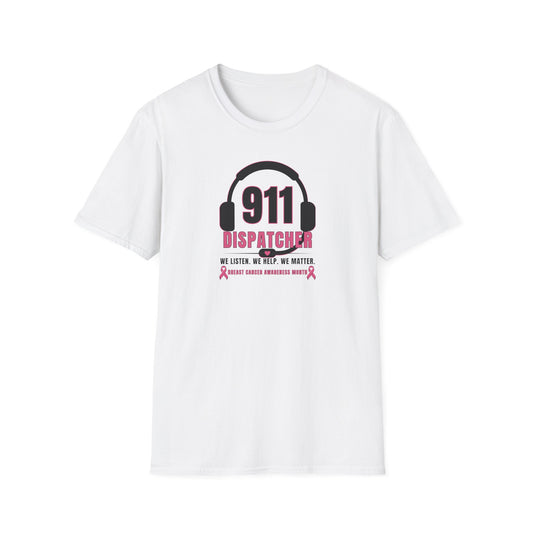 Breast Cancer Awareness: 911 Headset Unisex Softstyle T-Shirt
