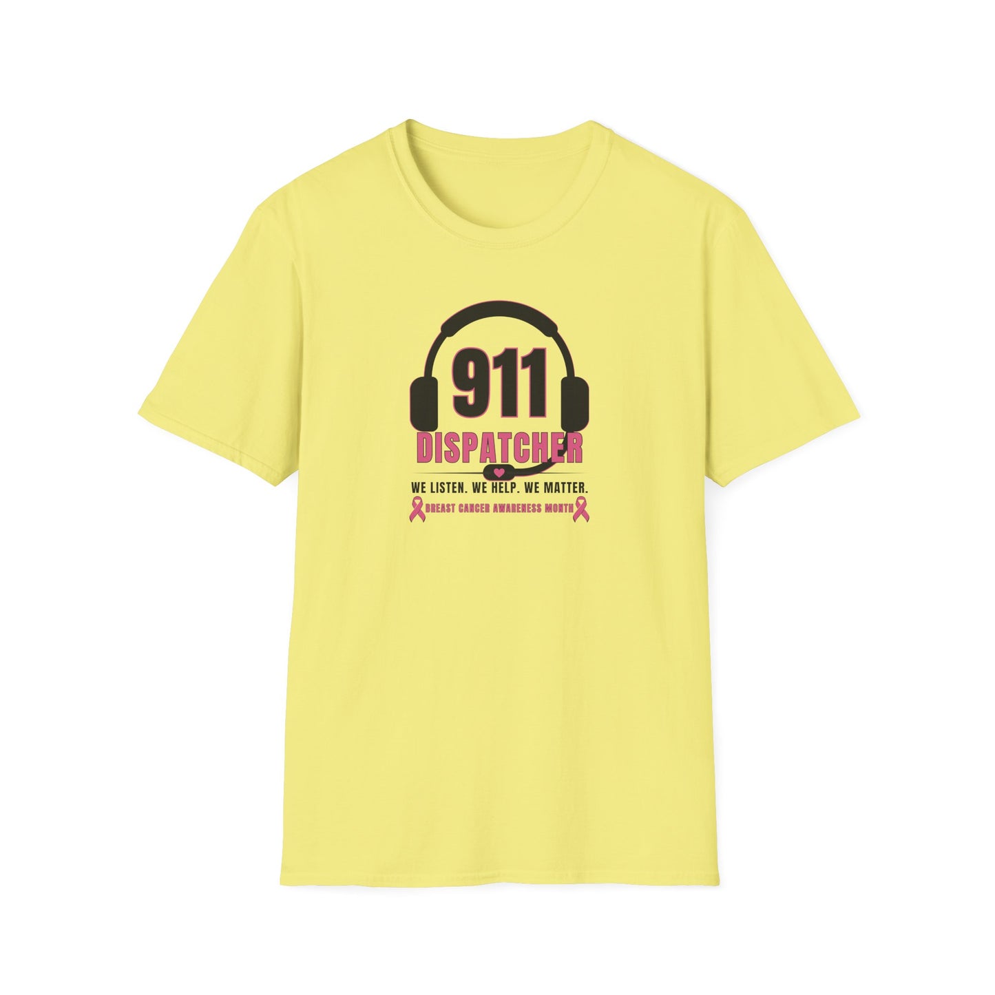 Breast Cancer Awareness: 911 Headset Unisex Softstyle T-Shirt