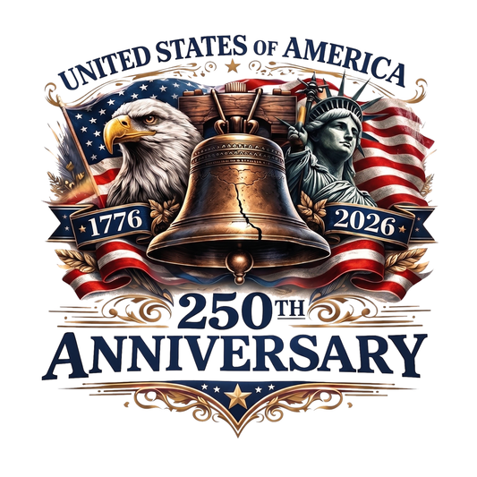 America 250: Liberty Bell with Eagle & Lady Liberty - Blue