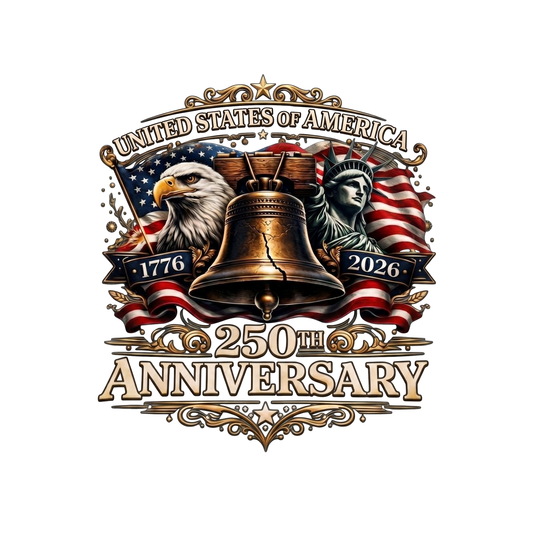 America 250: Liberty Bell with Eagle & Lady Liberty - White