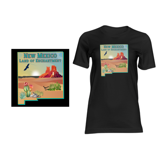 New Mexico Desert View  - Short sleeved cotton t-shirt