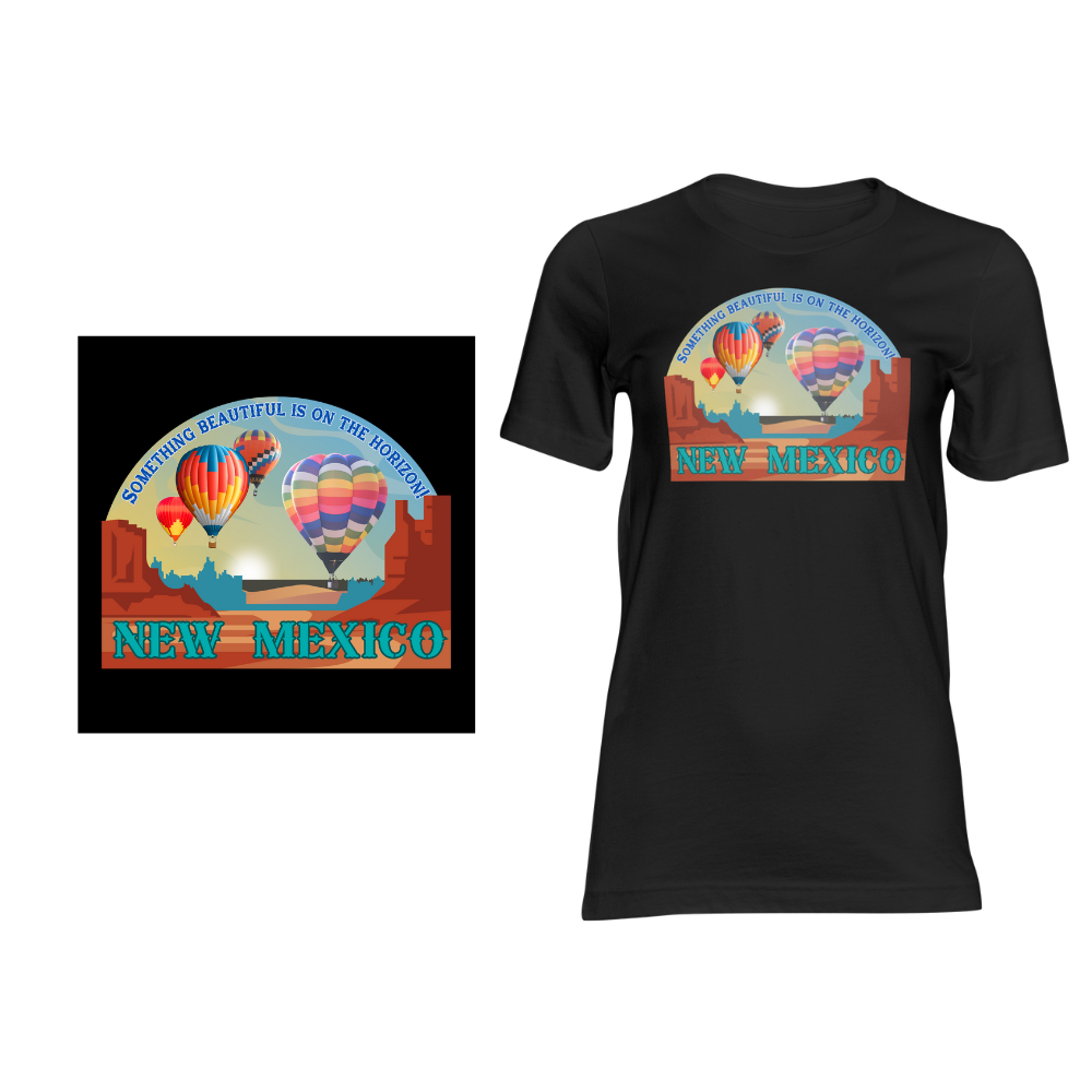 New Mexico Balloons on Horizon - Short sleeved cotton t-shirt