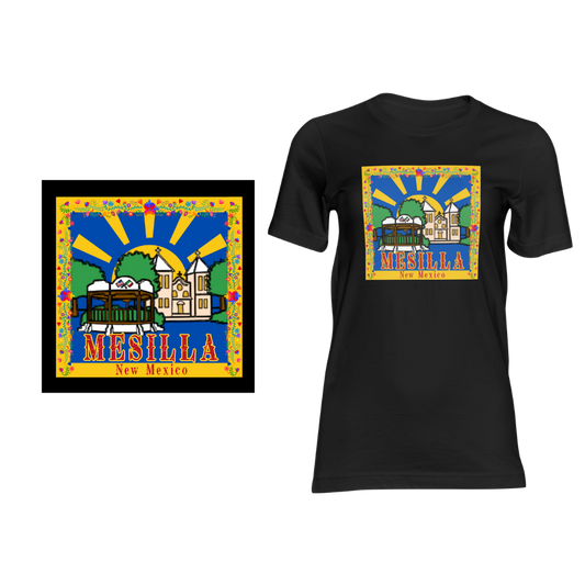 Mesilla New Mexico Town Plaza - Short sleeved cotton t-shirt