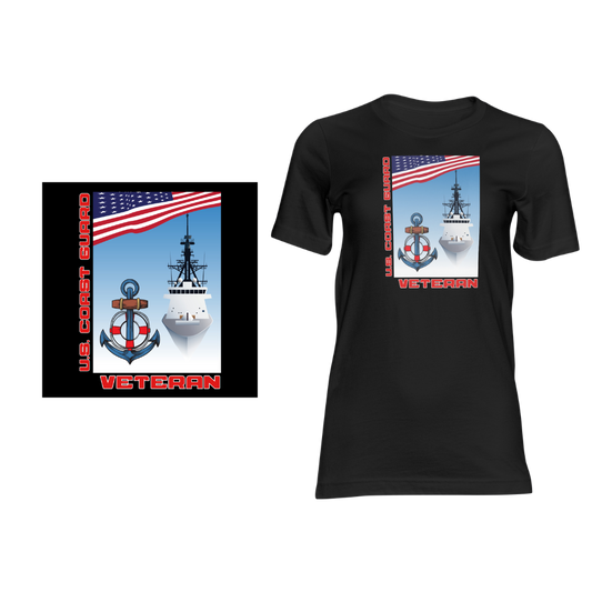 Coast Guard Veteran Design - Short sleeved cotton t-shirt