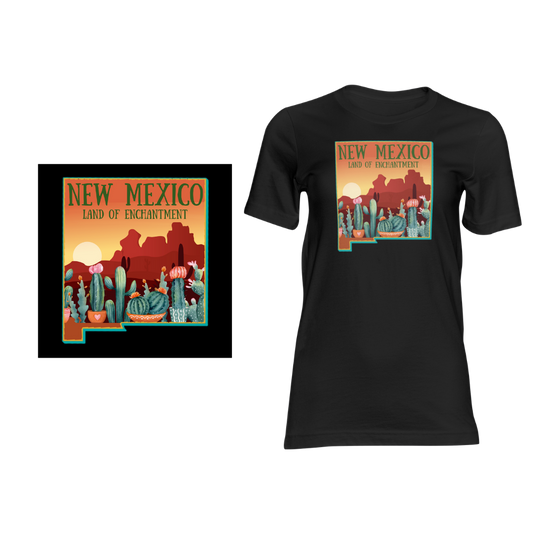 New Mexico Cactus View - Short sleeved cotton t-shirt