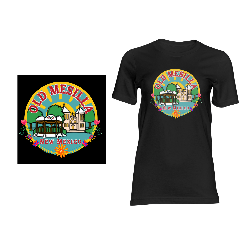 Old Mesilla New Mexico Town Plaza - Short sleeved cotton t-shirt