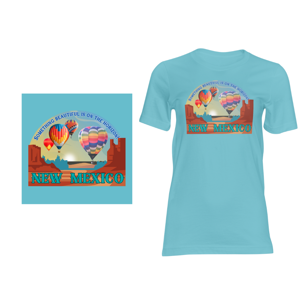 New Mexico Balloons on Horizon - Short sleeved cotton t-shirt