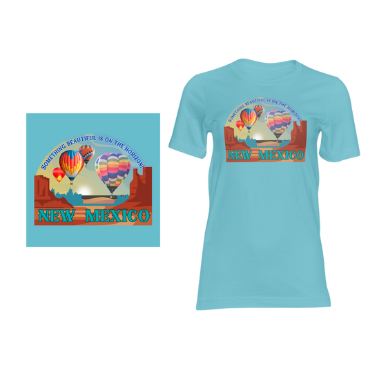 New Mexico Balloons on Horizon - Short sleeved cotton t-shirt