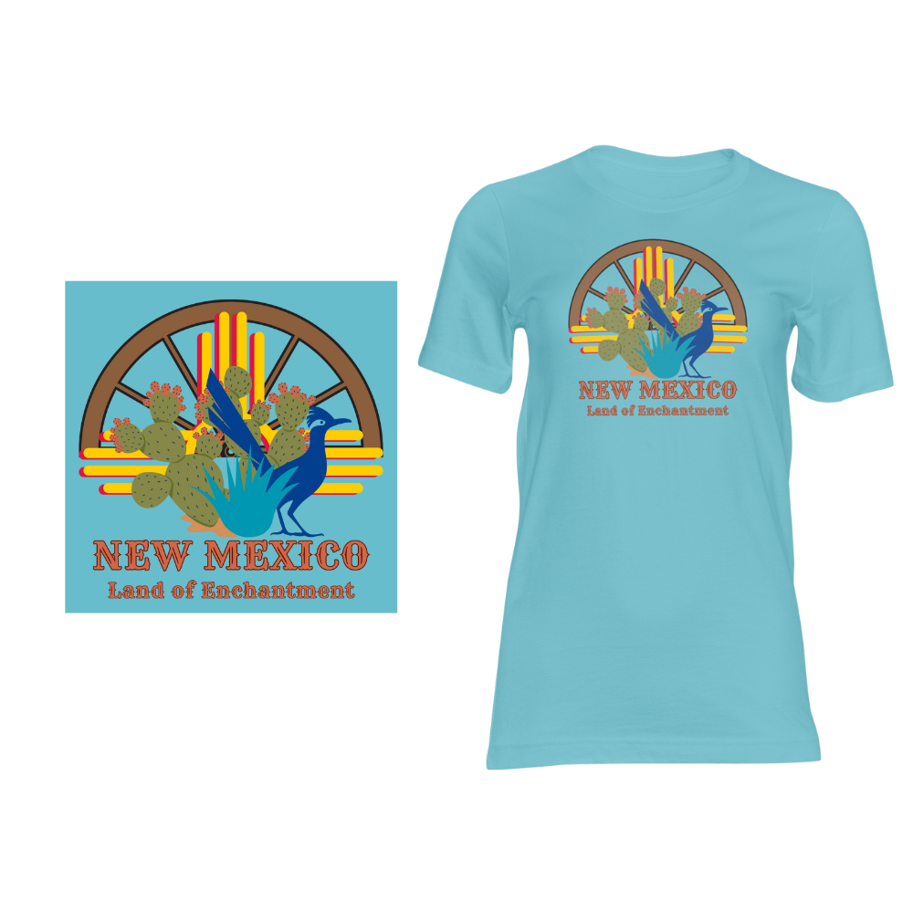 New Mexico Wagon Wheel - Short sleeved cotton t-shirt