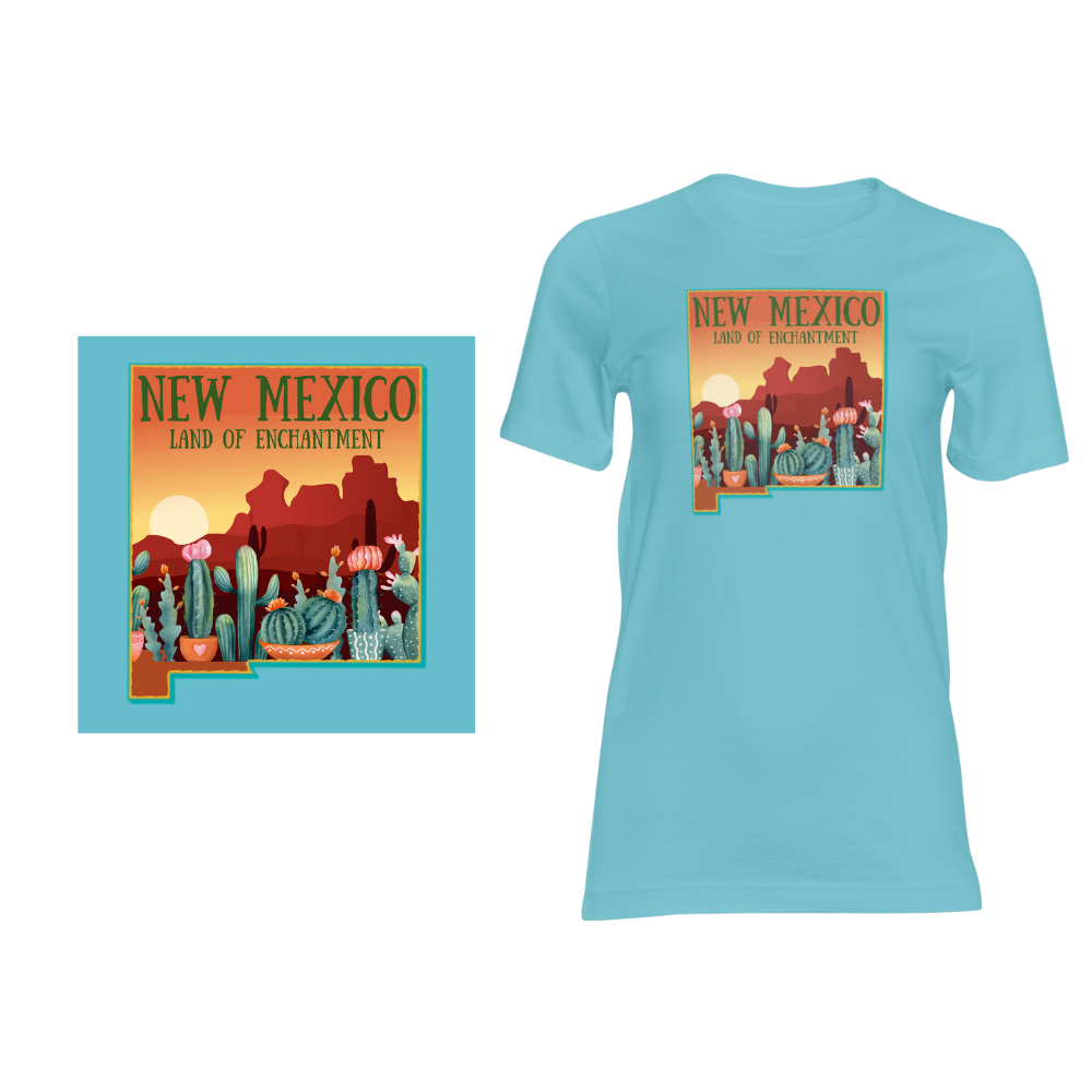 New Mexico Cactus View - Short sleeved cotton t-shirt