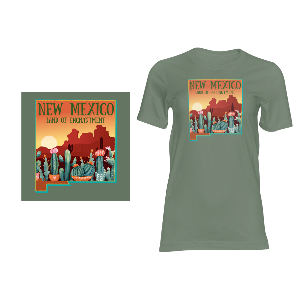 New Mexico Cactus View - Short sleeved cotton t-shirt