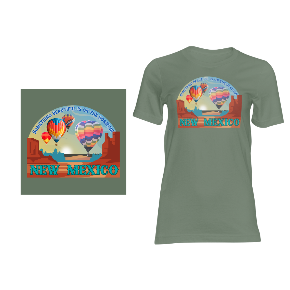 New Mexico Balloons on Horizon - Short sleeved cotton t-shirt