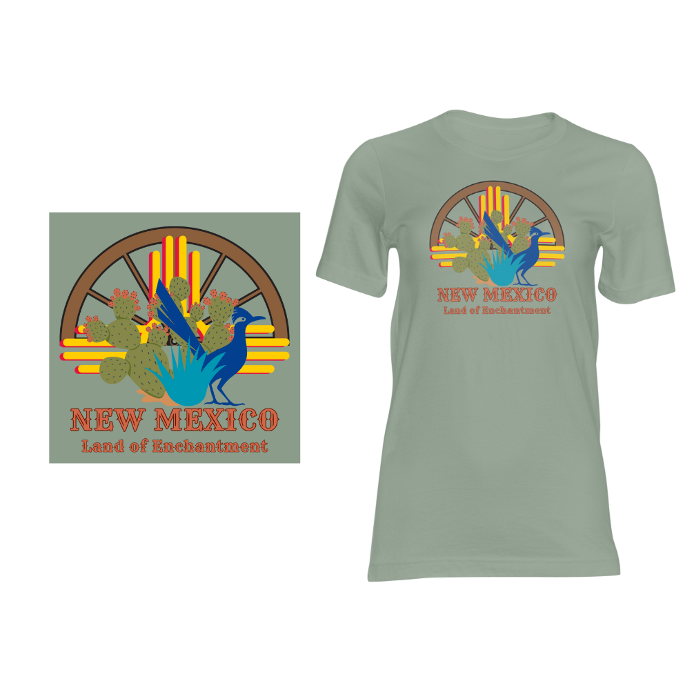 New Mexico Wagon Wheel - Short sleeved cotton t-shirt