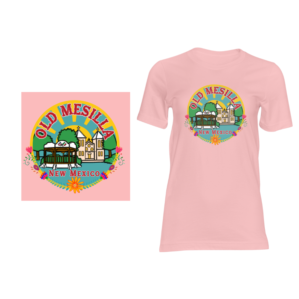 Old Mesilla New Mexico Town Plaza - Short sleeved cotton t-shirt