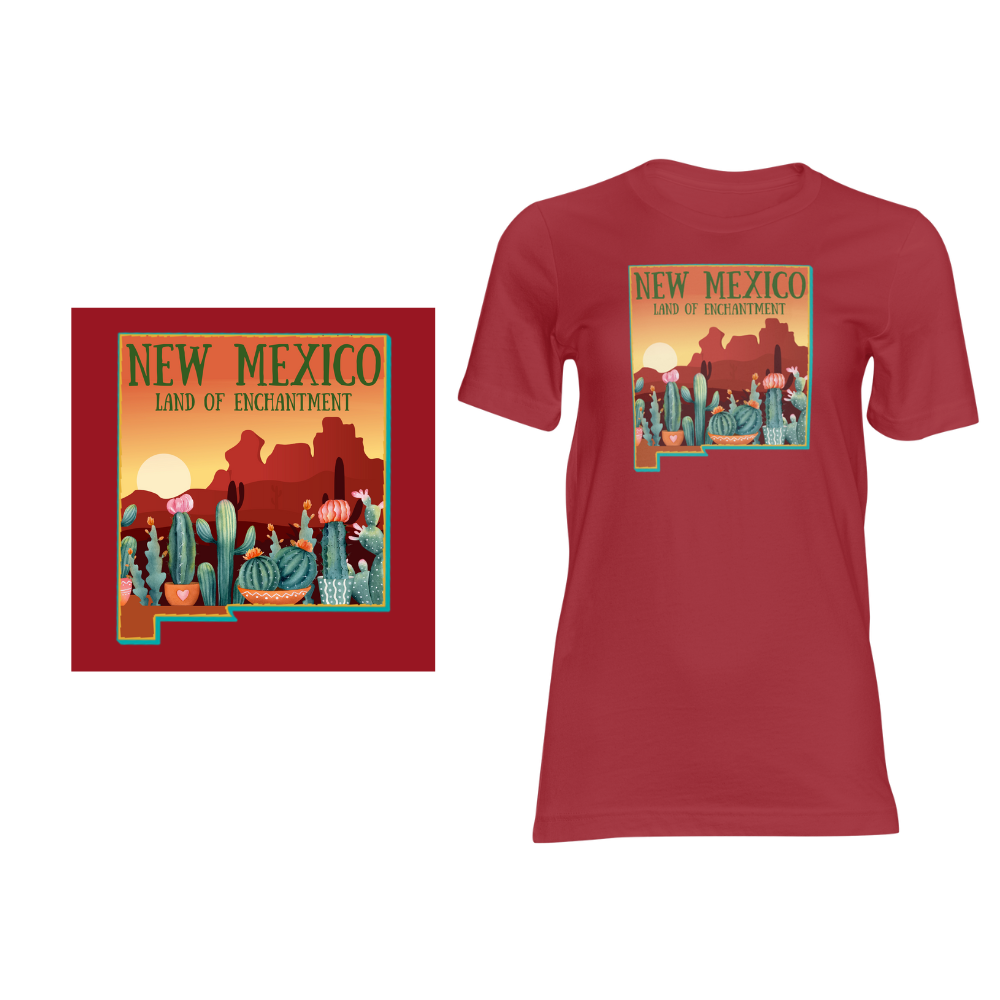 New Mexico Cactus View - Short sleeved cotton t-shirt