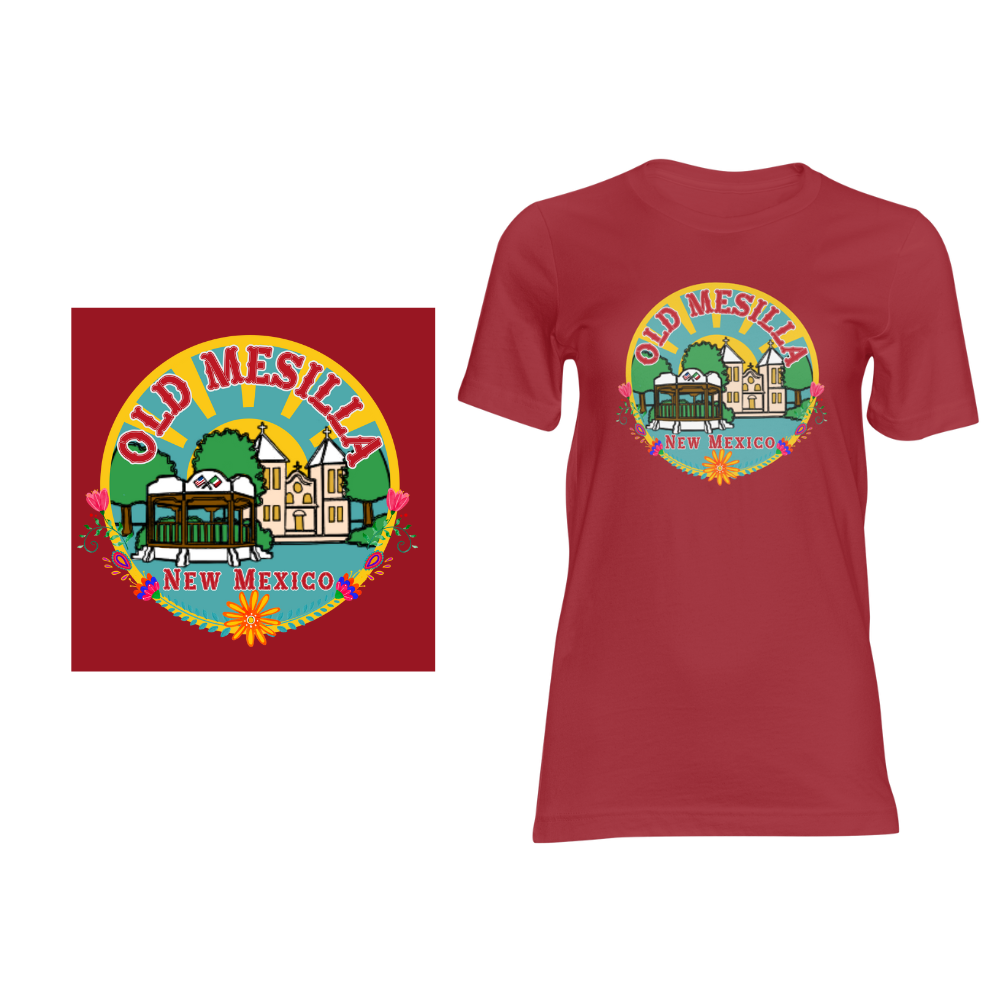 Old Mesilla New Mexico Town Plaza - Short sleeved cotton t-shirt