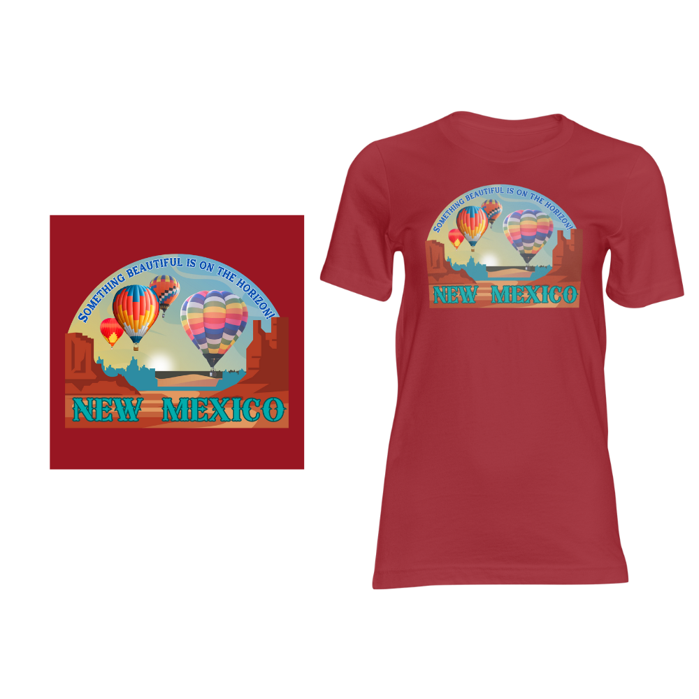 New Mexico Balloons on Horizon - Short sleeved cotton t-shirt