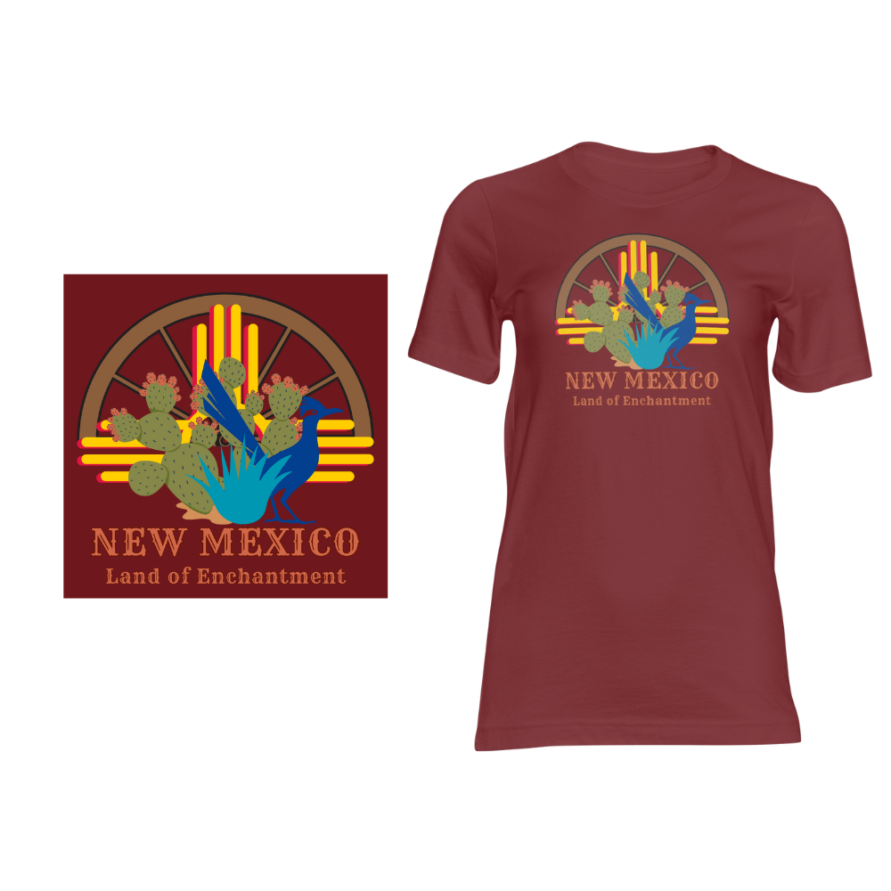 New Mexico Wagon Wheel - Short sleeved cotton t-shirt