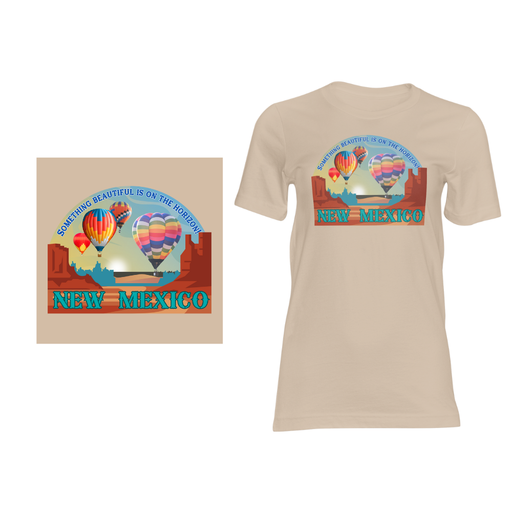 New Mexico Balloons on Horizon - Short sleeved cotton t-shirt